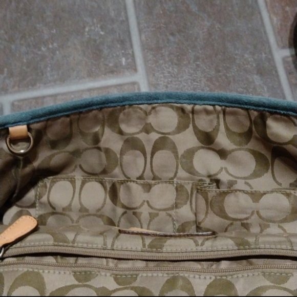 Coach vintage suede blue leather bag satchel tote - Picture 3 of 9